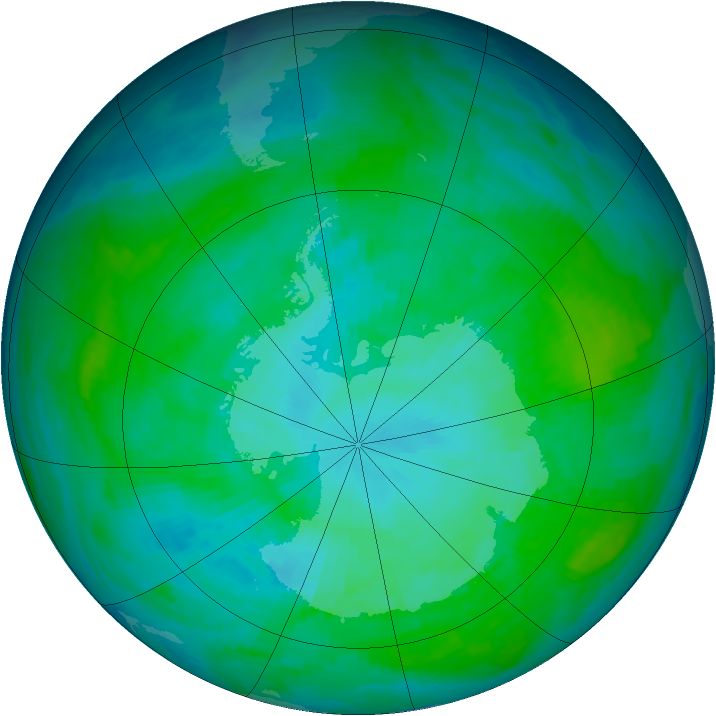 Antarctic ozone map for 05 January 1986